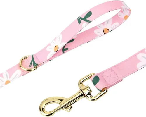 Miniatura 4 de Beirui Collares, arneses y correas para perritas lindas - Juego de collar y correa ajustable para perros con flor - Arnés de malla suave para Rosa