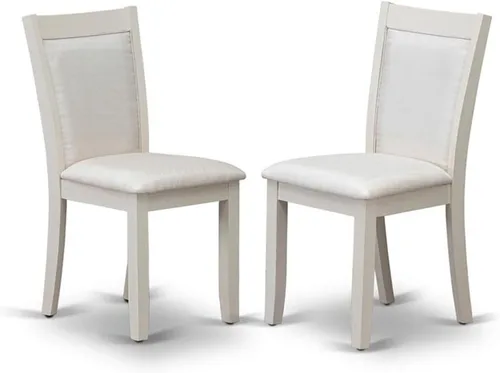 East West Furniture MZC0T01 Monza Parson - Sillas de comedor tapizadas de tela de lino crema, juego de 2, lino cepillado blanco