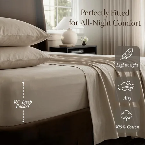 Miniatura 3 de Threadmill Home Linen juego de sábanas de 400 hilos, 100% algodón, ropa de cama de lujo, tamaño King, juego de 4 unidades, tela satinada suave