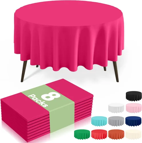 Miniatura 45 de misaya Paquete de 4 manteles desechables de plástico, mantel redondo impermeable de 84 pulgadas, a prueba de fugas y resistentes manteles Azul
