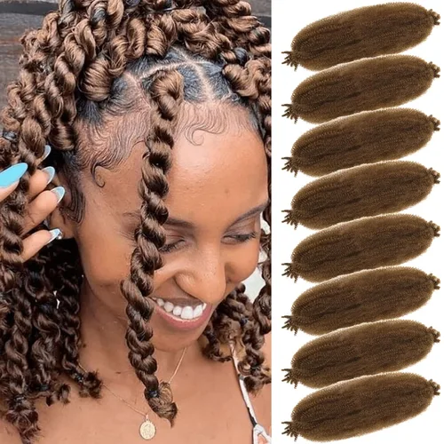 Miniatura 19 de Cabello Rizado Afro Elástico 8 Paquetes Cabello Trenzado Marley Twist Cabello Spring Twist Pre-Separado para Locs Falsos Cabello de Ganchillo Kinky