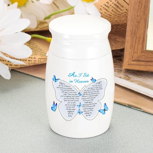 Miniatura 16 de Urnas pequeñas para cenizas humanas de 3 pulgadas, mini urna conmemorativa de aluminio, pequeña urna de recuerdo, mariposa, mini cremación, urna
