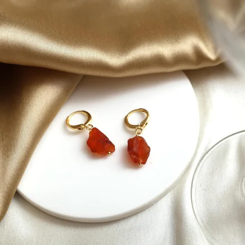 Miniatura 52 de Gempires Handmade Gemstone Hoop Earrings Raw Crystal Dangle Jewelry Hypoallergenic Gold Plated Lightweight Elegant Jewelry Gifts For Women