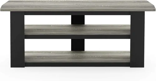 Miniatura 5 de Centro de entretenimiento para TV Furinno 12186GYW/BK, con repisas de roble francés, 42 pulgadas, gris, Madera, gris roble francés