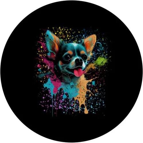 Miniatura 3 de Colorido Splash Art Chihuahua Retrato de cachorro Dueño PopSockets intercambiable PopGrip