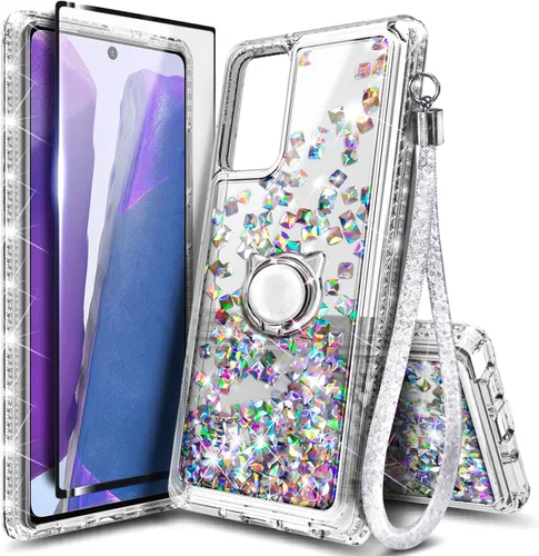 NZND Compatible con funda de teléfono Samsung Galaxy A03S, gema | Líquido flotante con purpurina brillante para mujeres y niñas | con protector de