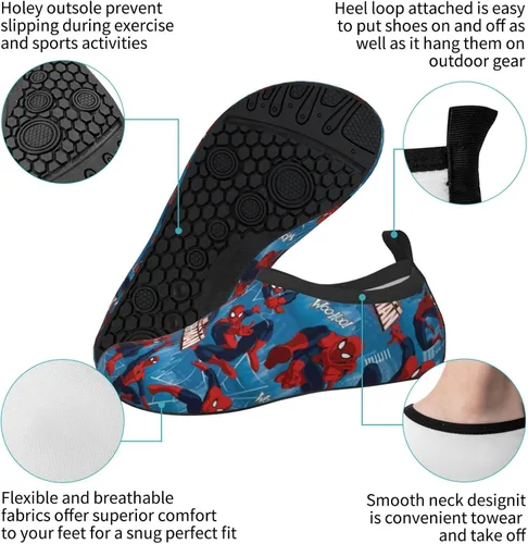 Miniatura 6 de HUHUSW Superheros - Zapatos de agua para niños ligeros antideslizantes con piel de agua calcetines de agua descalzos para deportes piscina playa