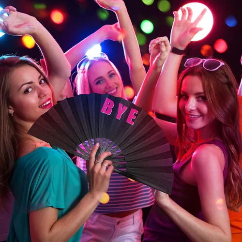 Miniatura 6 de Amyhill Paquete de 2 ventiladores chinos Rave icónicos grandes plegables para festivales con voz para hombres y mujeres, actuaciones de fiesta