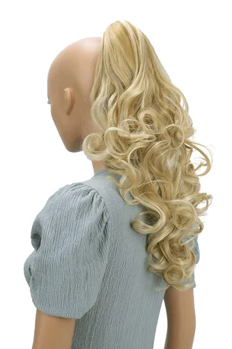 Miniatura 13 de Prettyshop - Extensión de cola de caballo de 24 pulgadas con clip, larga, voluminosa, ondulada, resistente al calor, color negro H63
