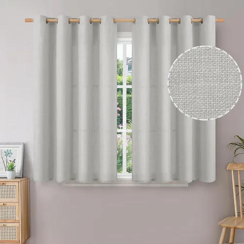 Miniatura 57 de BGment Cortinas de Lino Beige de 63 Pulgadas de Largo 2 Paneles - Tratamientos para Ventanas con Textura de Arpillera Filtrantes de Luz Cortinas