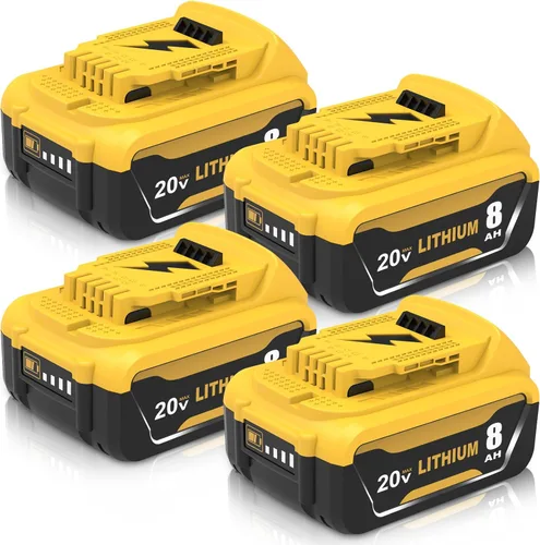 Paquete de 4 baterías de repuesto para batería Dewalt de iones de litio de 20 V 6.0 Ah, alta capacidad, 6,000 mAh, repuesto para baterías