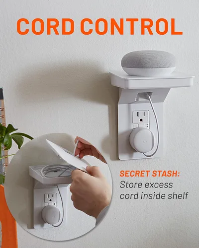 Miniatura 5 de Estante de toma de corriente Echogear para enchufes Decora/GFCI - Diseño de última generación con almacenamiento de cables incorporado y espacio