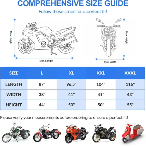 Miniatura 3 de NEVERLAND Funda impermeable para motocicleta al aire libre – Funda negra resistente para scooter, cubierta de motocicleta con logotipo reflectante