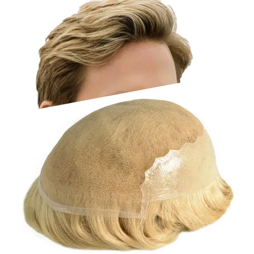 Miniatura 38 de Toupee para hombres, sistema de reemplazo de cabello humano Remy, nudos blanqueados, encaje frontal, piel fina, para hombre, color gris, pelucas