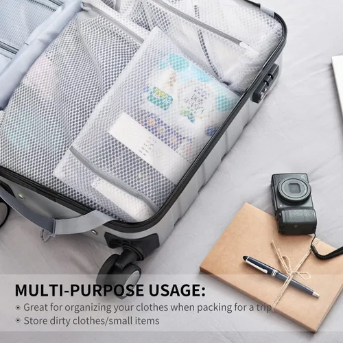 Miniatura 8 de 4 bolsas de malla de panal para ropa delicada con cremallera, bolsas de lavado de ropa para ropa interior, lencería, brasier, blusa, medias