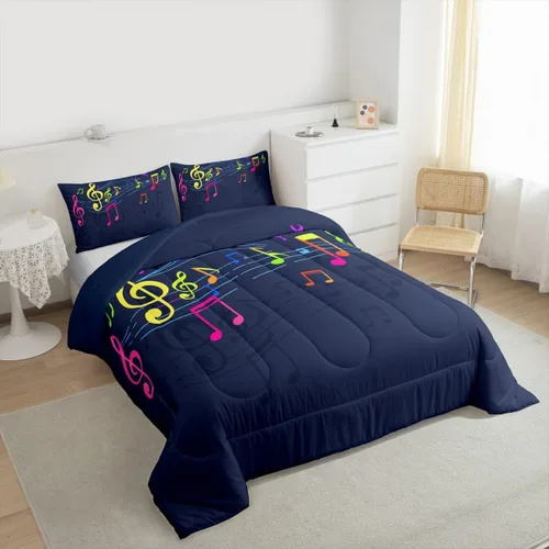 Miniatura 2 de Feelyou Juego de edredón de música rock para niños, edredón colorido con estampado de mariposas para niños y niñas, juego de ropa de cama de Multi