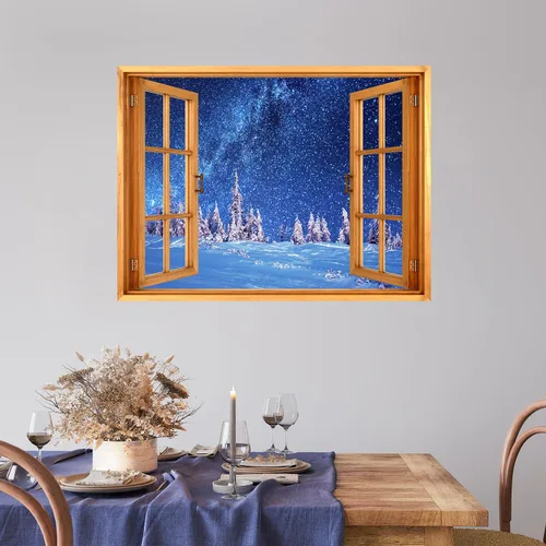 Miniatura 21 de wall26 Adhesivo de Pared Papá Noel Llevando Regalos Ventana Abierta Mural, No Se Despega y No Se Pega, Papel Tapiz No Tejido Decorativo