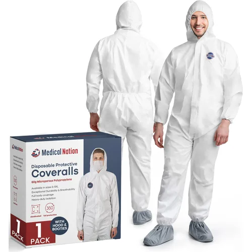 Medical Nation Trajes Hazmat Desechables | 1 Paquete, Extra Grande | Monos Protectores con Capucha y Botas Incorporadas | Traje de Pintor de Cuerpo
