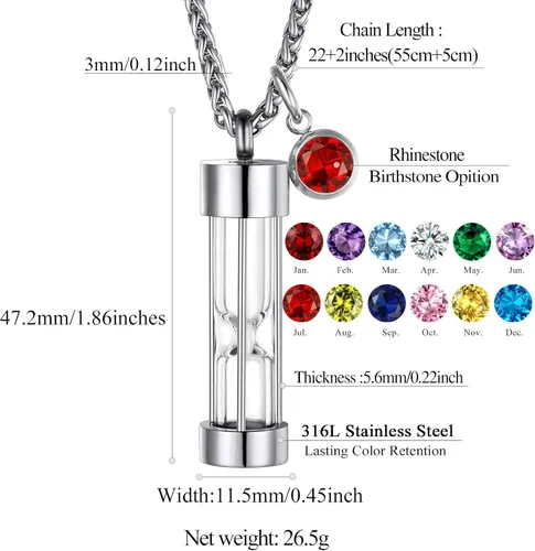 Miniatura 95 de FindChic Collares personalizados con urna para cenizas, barra vertical, gato, luna, reloj de arena, garra de perro, acero inoxidable, chapado en oro