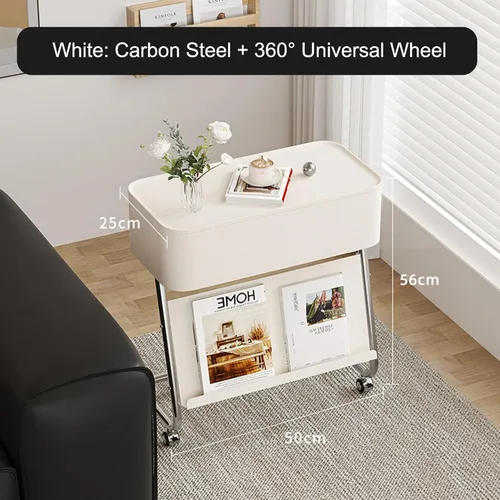 Miniatura 4 de Mesa Auxiliar Sofá Salon con Ruedas Mesa Para Cama Pequeña Mesita Portatil Bandeja Sofá Mesas en C para Espacios Pequeños Multifuncional para Sala