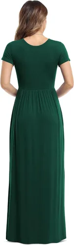 Miniatura 3 de VIISHOW - Vestidos largos para mujer, estilo casual, manga corta, con bolsillos