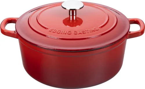 Miniatura 15 de EDGING CASTING Horno Duch de hierro fundido esmaltado, horno holandés redondo de 5.5 cuartos de galón con tapa, mango doble para hornear pan, morado