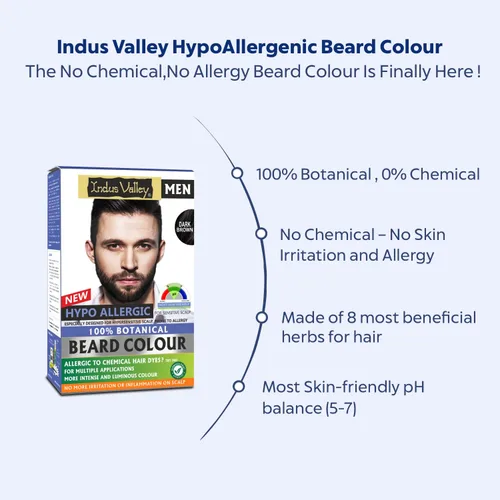 Miniatura 3 de Indus Valley 100% botánica Hypo Allergic - Color de barba para hombres (marrón oscuro)