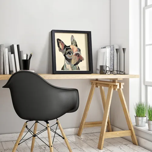 Miniatura 8 de Empire Art Direct Alex Zeng - Papel gráfico enmarcado con collage dimensional de bulldog francés bajo vidrio, listo para colgar, 17 x 17 pulgadas