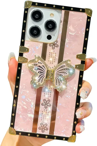 Miniatura 16 de Compatible con Funda Samsung Galaxy S22 Ultra, Diseño de Mariposa Brillante de Lujo con Soporte Plegable Kickstand para Mujeres y Niñas, Funda Rosa