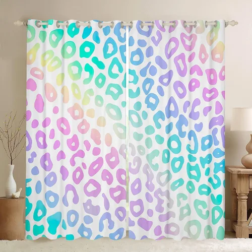 Feelyou Cortinas coloridas de leopardo para ventana de dormitorio, sala de estar, decoración de guepardo africano, cortinas de ventana de piel de