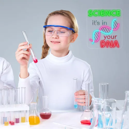 Miniatura 4 de Letrero de neón de DNA Science para decoración de pared, luz LED regulable de 16 x 12 pulgadas con modelo de doble hélice, regalo para profesores
