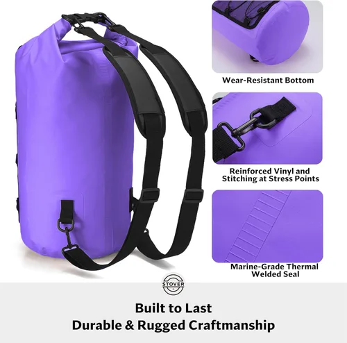 Miniatura 4 de STOVER 5/10/25/30/40/55L Waterproof Dry Bag- Roll-Top Backpack w/Phone Case- Kayaking, Hiking, Camping, Boating- Men/Women 30L Púrpura