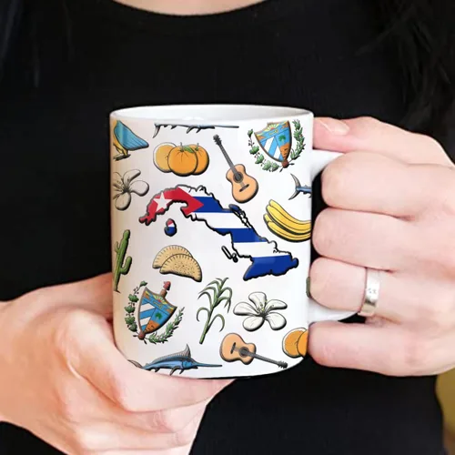 Miniatura 5 de Lotacy Taza de café con símbolos de Cuba con bandera de mapa, taza de cerámica de bandera cubana de 11 onzas, recuerdo de Cuba y regalos, idea