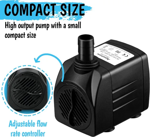 Miniatura 3 de Bomba sumergible de 400 GPH de 25 W, bomba de agua ultra silenciosa para fuente, 1500 l/h, elevación de 6.56 pies de altura, 3 boquillas - Bomba