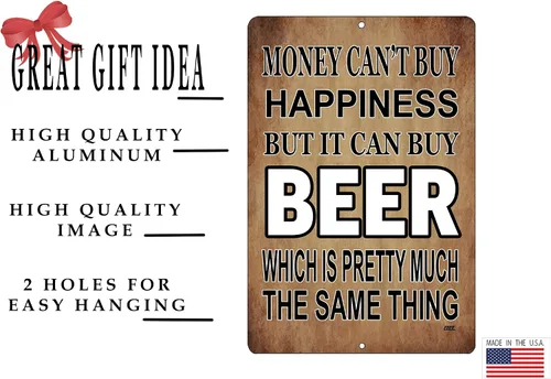 Miniatura 2 de Rogue River Tactical Divertido letrero de metal sarcástico decoración de pared hombre cueva bar dinero felicidad cerveza beber