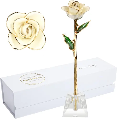 Miniatura 7 de Regalos para mamá, rosa dorada, rosa bañada en oro hecha de rosa real, regalos para ella y los mejores regalos para la madre, rosas doradas