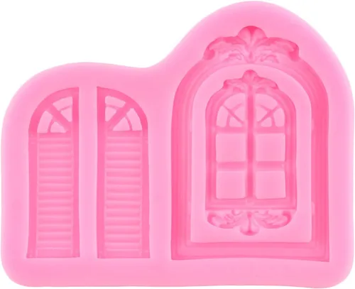 Miniatura 7 de ZiXiang Molde de silicona para marco de ventana, moldes de fondant para puerta, decoración de cupcakes, dulces, chocolate, polimero, pasta de goma
