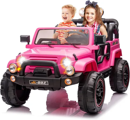 Miniatura 12 de Funda para camión y automóvil de 2 plazas, automóvil eléctrico para niños de 12 V con control remoto parental, música, Bluetooth, reproductor de Rojo