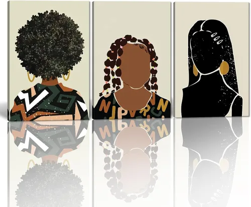 Miniatura 46 de MAMAGO Lienzo decorativo para pared, pintura de belleza dorada y negra, fotos de mujeres africanas, hermosos pósteres de mujer negra, impresiones