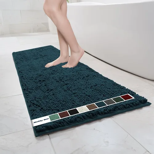 Miniatura 37 de Muddy Mat Alfombras de Baño de Chenilla de Microfibra de Secado Rápido Antideslizantes Lavables, Extra Gruesas, Suaves y Altamente Absorbentes Gris