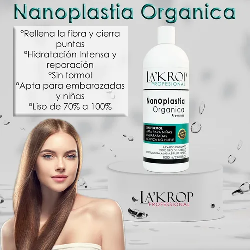 Miniatura 6 de LAKROP NANOPLASTIA ORGANICA 1000ML - TRATAMIENTO CABELLO DE QUERATINA - KERATINA PARA ALISAR EL PELO - PARA CABELLO SECO Y MALTRATADO - KERATINA