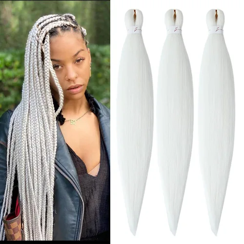 Miniatura 60 de Ubeleco 8 paquetes de cabello trenzado preestirado, 48 pulgadas, cabello trenzado ombré, textura Yaki suave, profesional, sin picazón, ajuste