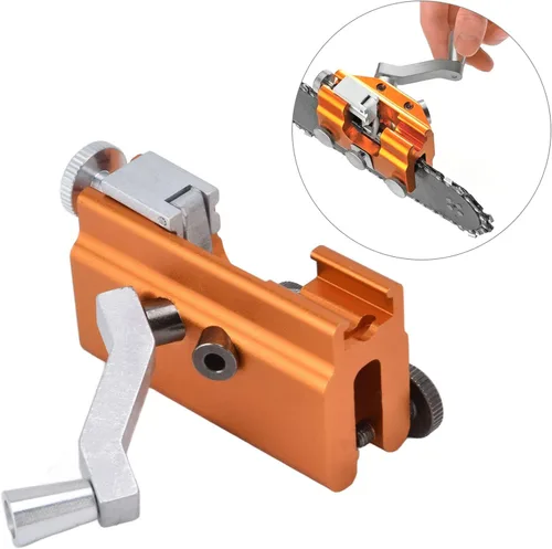 Miniatura 8 de Plantilla de afilado de motosierra, sacapuntas de cadena de manivela portátil, afilado rápido para todo tipo de motosierras y sierras eléctricas