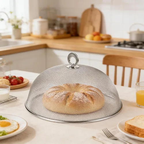 Miniatura 2 de Cubierta de malla metálica para alimentos, sombrilla de acero inoxidable, cubierta de comida de picnic al aire libre, red para mantener fuera
