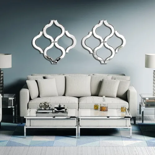 Miniatura 5 de DMDFIRST Espejo de pared decorativo en forma de arco plateado de 20 x 20 pulgadas, grande, exquisita decoración de acento glamorosa biselada