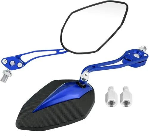 Espejo retrovisor para scooter de 0.394 in, par de espejos retrovisores universales de 0.315 in y 0.394 in de aleación de aluminio, espejos Azul