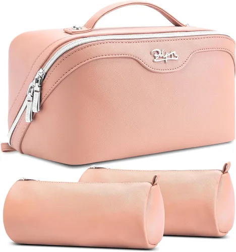 Miniatura 31 de BOYATU Bolsa organizadora de maquillaje de viaje, bolsa de cosméticos: Juego de 3 bolsas de maquillaje para mujeres con asa - Bolsas de aseo