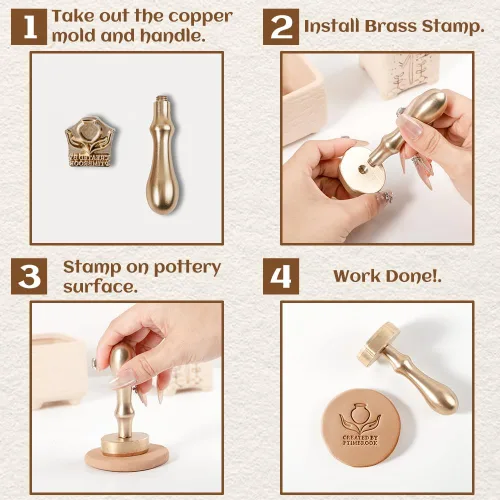 Miniatura 6 de STAMTECH Sello de cerámica personalizado para arcilla, logotipo personalizado y sello de carta, herramienta de impresión creativa para cerámica