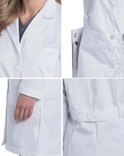 Miniatura 4 de Landau Abrigo de laboratorio de longitud completa con 5 bolsillos y 4 botones para mujer 3153