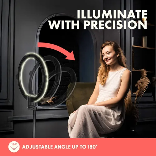 Miniatura 3 de Squatz - Anillo de luz para selfie de 11 pulgadas con soporte de trípode de 61 pulgadas, anillo de luz LED con soporte para teléfono, control USB